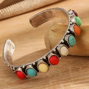 Bracelet Multi Colored Silver Cuff Womens Jewelry